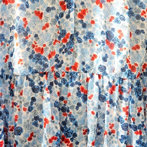 Aritzia Little Moon Rarity Blue Floral Feminine Ruffle Midi Dress Size XS. - Picture 8 of 16